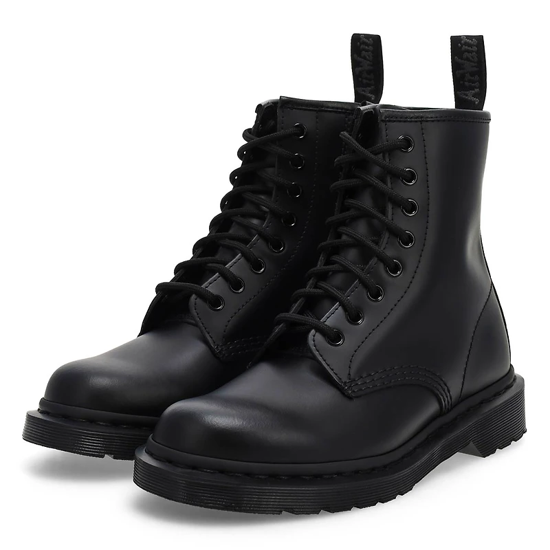 Unisex Pascal Zip Mono 8 Eye Boot - Black Smooth