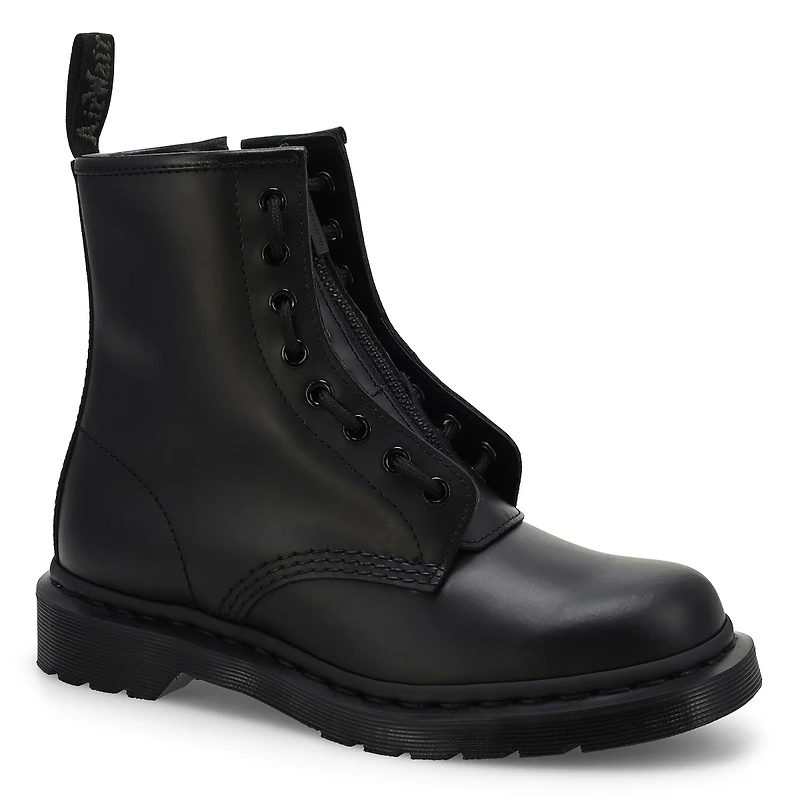 Unisex Pascal Zip Mono 8 Eye Boot - Black Smooth