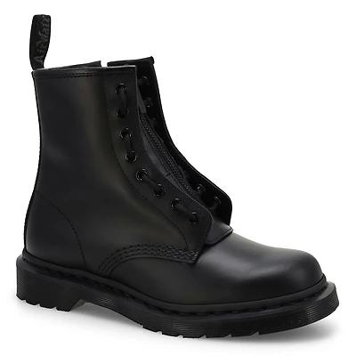 Unisex Pascal Zip Mono 8 Eye Boot - Black Smooth