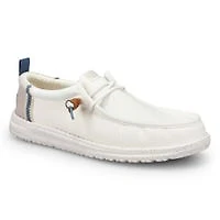 Men's Wally Summer Linen Casual Shoe - White/ Ston