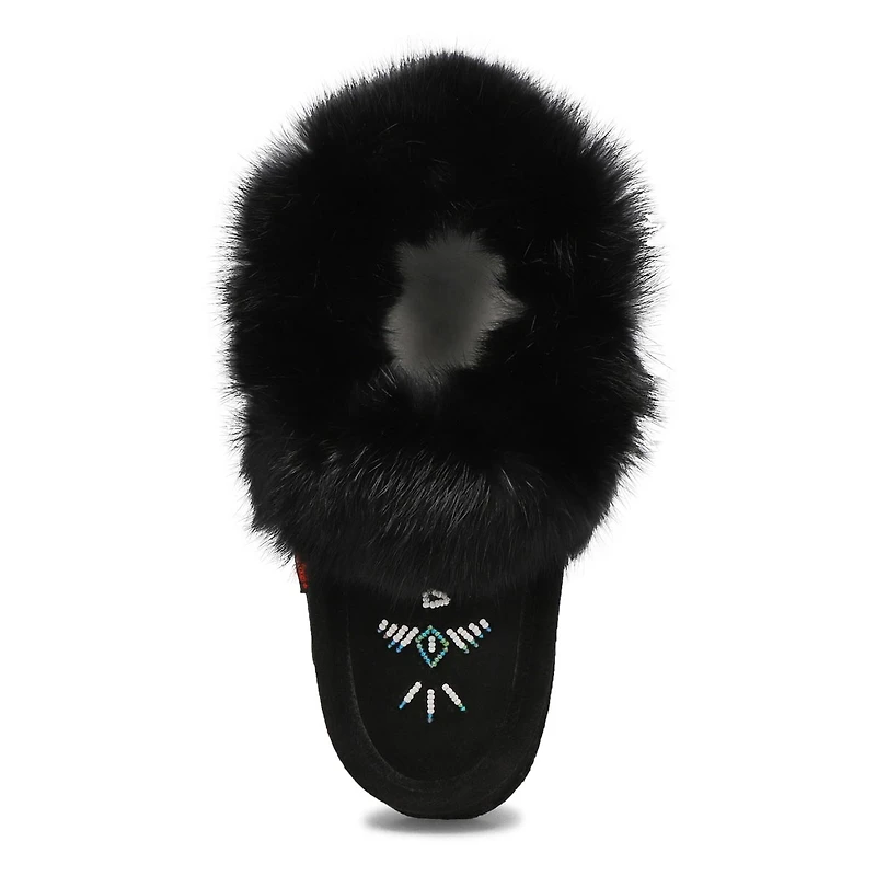 Women's 653L Rabbit Fur SoftMocs - Black