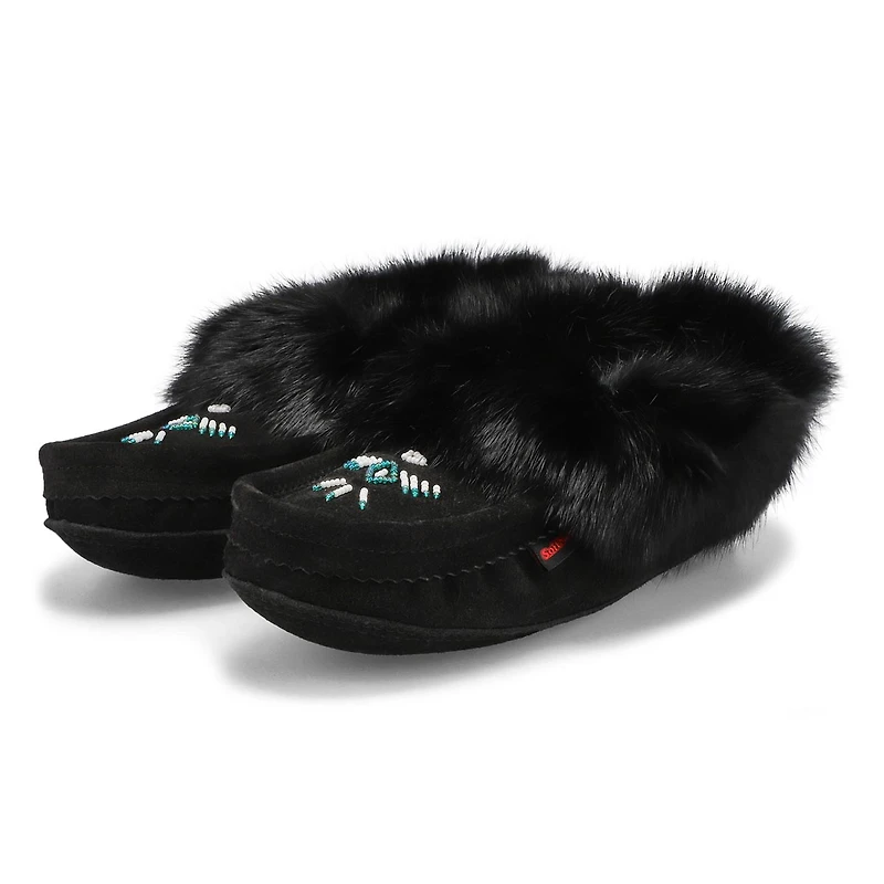 Women's 653L Rabbit Fur SoftMocs - Black