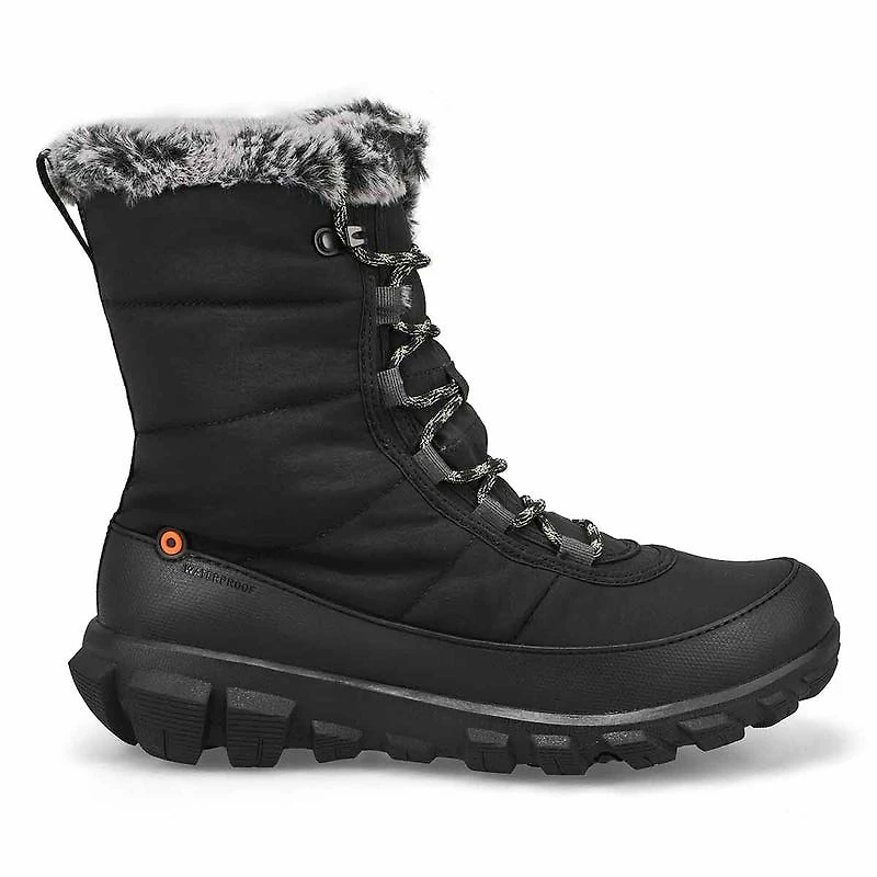 Women's Cedar Quilt Lace Waterproof Boot - Black