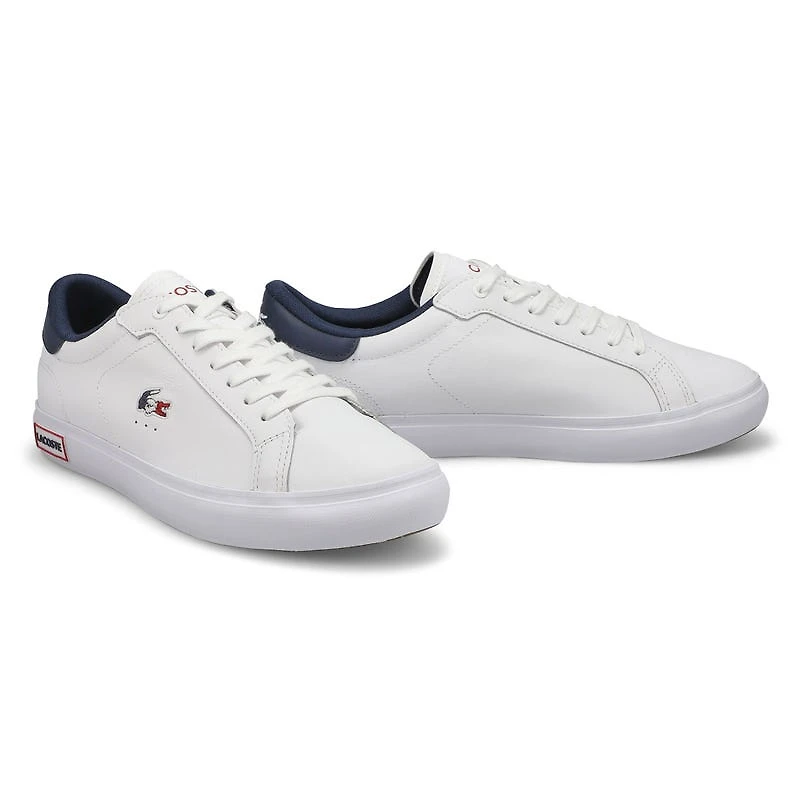 Men's Powercourt Leather Sneaker - White/Navy/Red