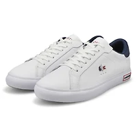 Men's Powercourt Leather Sneaker - White/Navy/Red