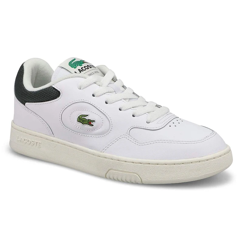 Baskets en cuir lacets LINESET, blanc/vert fonc