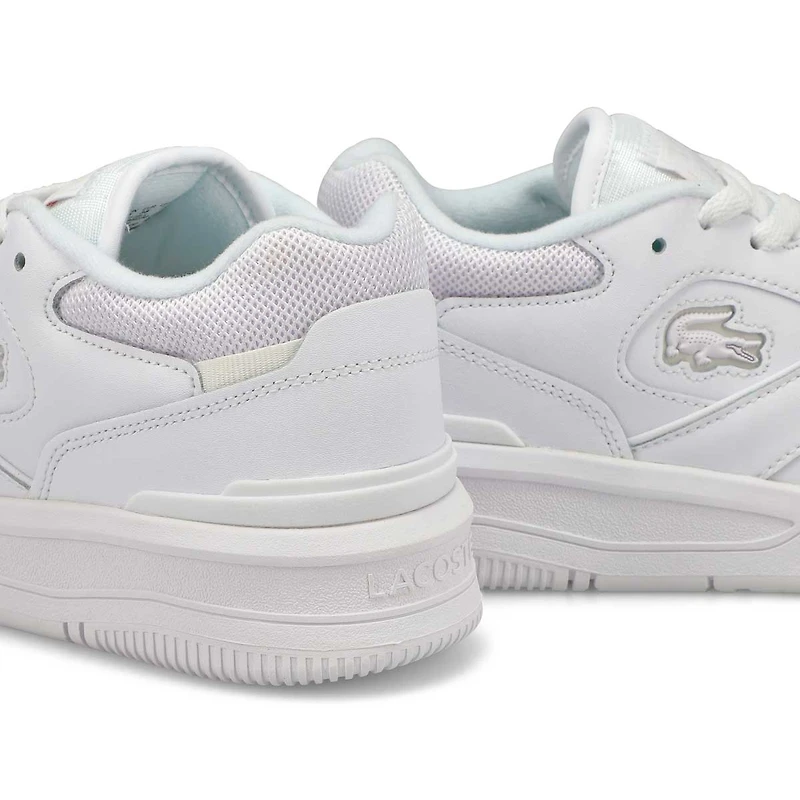 Baskets en cuir à lacets LINESET, blanc/vert foncé