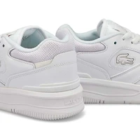Baskets en cuir à lacets LINESET, blanc/vert foncé
