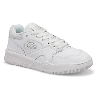 Baskets en cuir à lacets LINESET, blanc/vert foncé