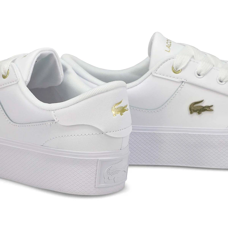 Women's  Ziane Platform Leather Sneaker - White/Go