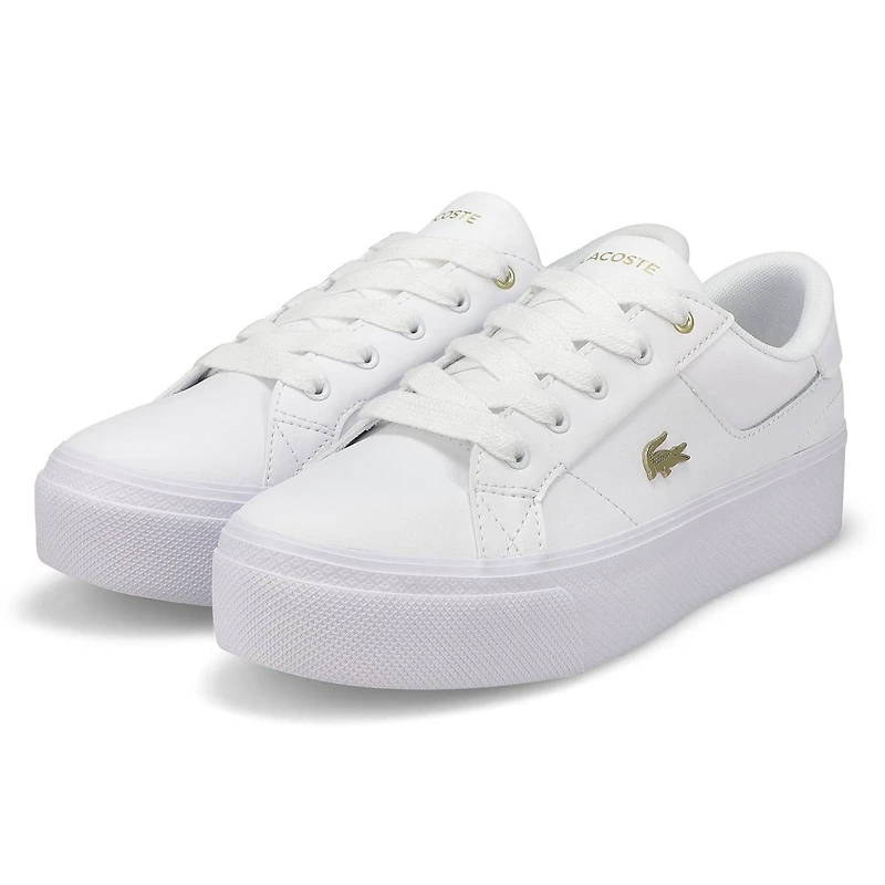 Women's  Ziane Platform Leather Sneaker - White/Go