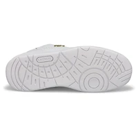 Women's T-Clip Lace Up Fashion Sneaker - White/Gol