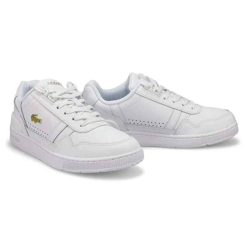 Women's T-Clip Lace Up Fashion Sneaker - White/Gol