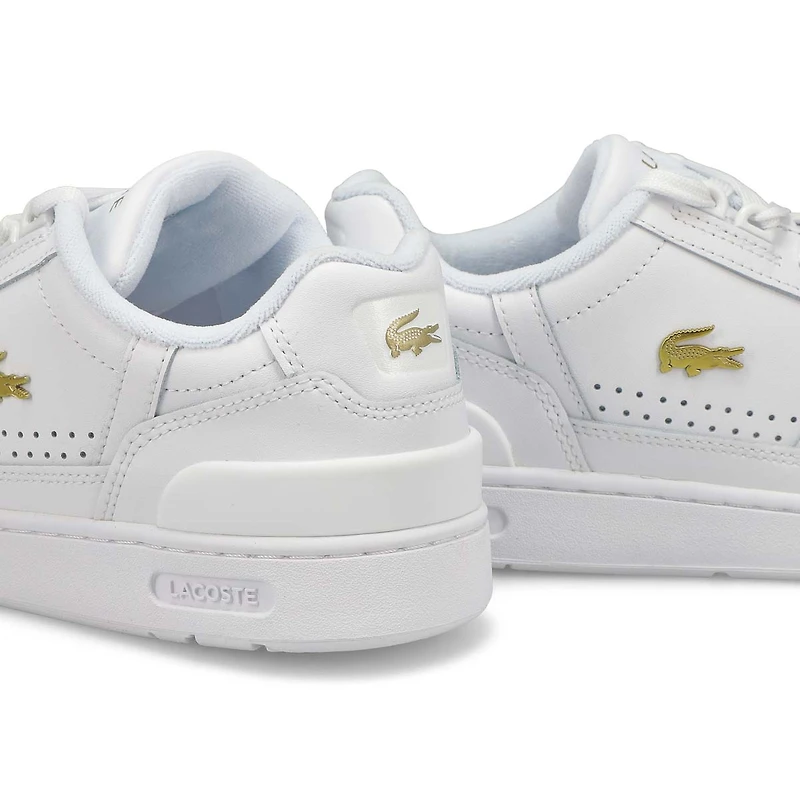 Women's T-Clip Lace Up Fashion Sneaker - White/Gol