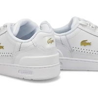 Women's T-Clip Lace Up Fashion Sneaker - White/Gol
