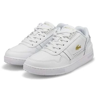 Women's T-Clip Lace Up Fashion Sneaker - White/Gol