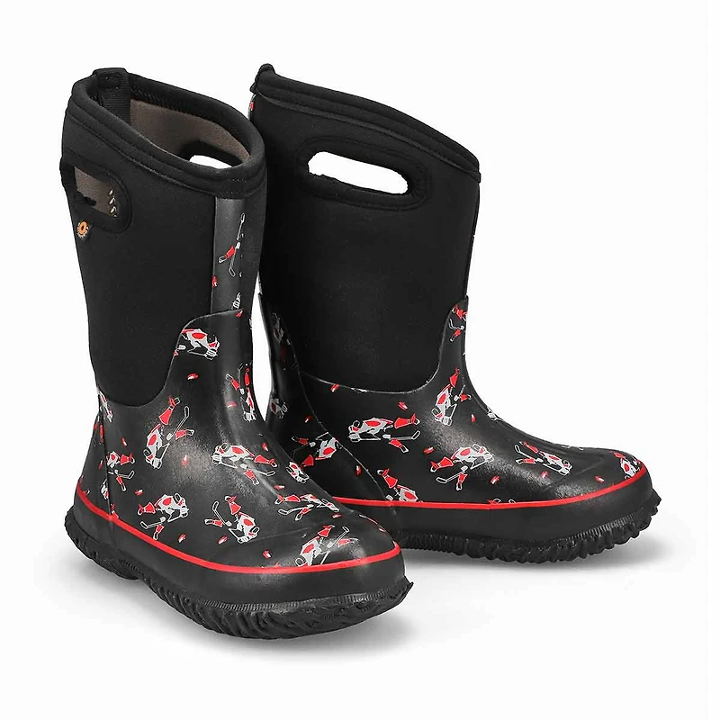 Boy's Classic Hockey Waterproof Boot - Blk Multi