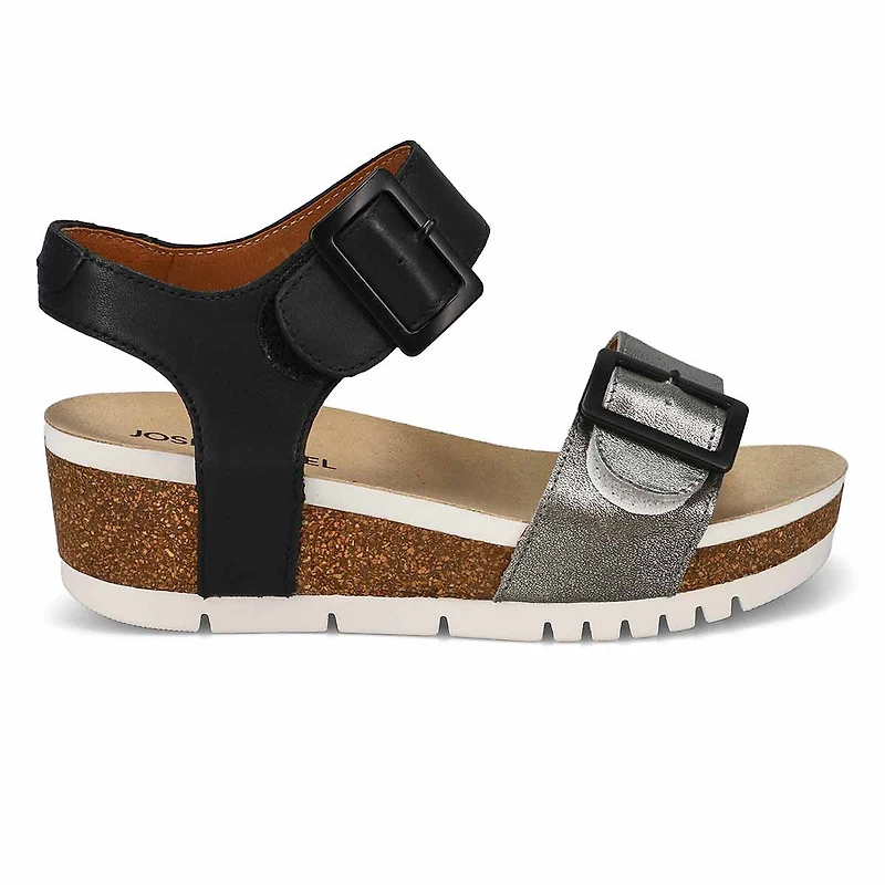 Sandale compensée en cuir QUINN 02, basalte Kombi,