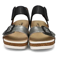 Sandale compensée en cuir QUINN 02, basalte Kombi,