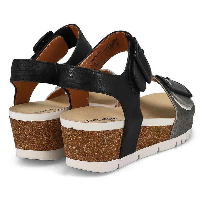 Sandale compensée en cuir QUINN 02, basalte Kombi,