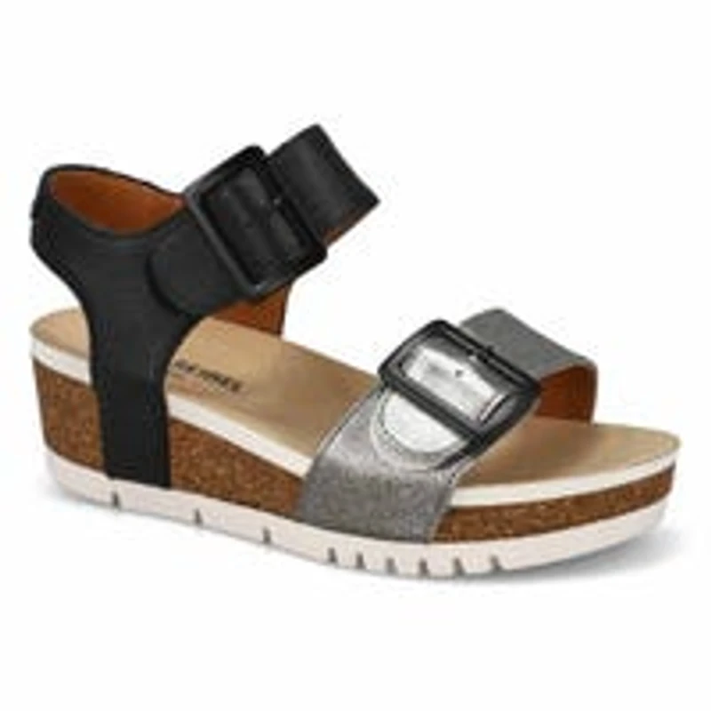 Sandale compensée en cuir QUINN 02, basalte Kombi,