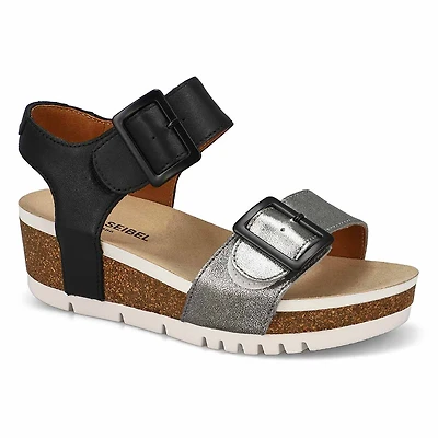 Sandale compensée en cuir QUINN 02, basalte Kombi,
