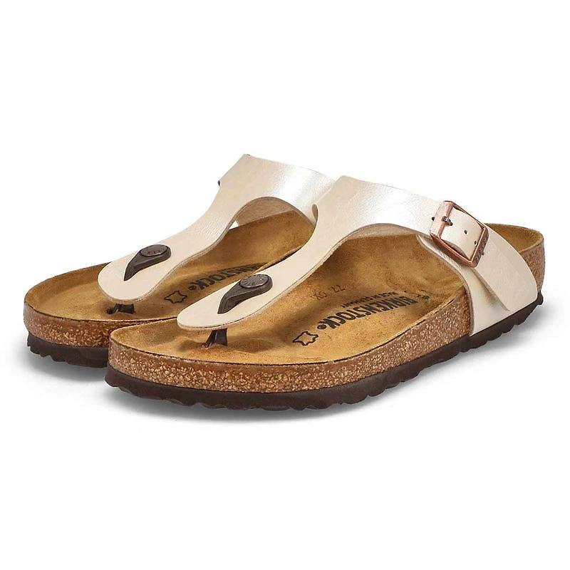 Women's GIZEH black patent thong sandals