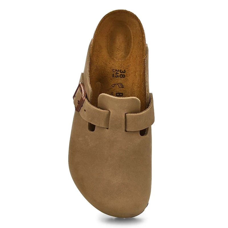 Women's  Boston Oiled Leather Casual Clog - Tobacc