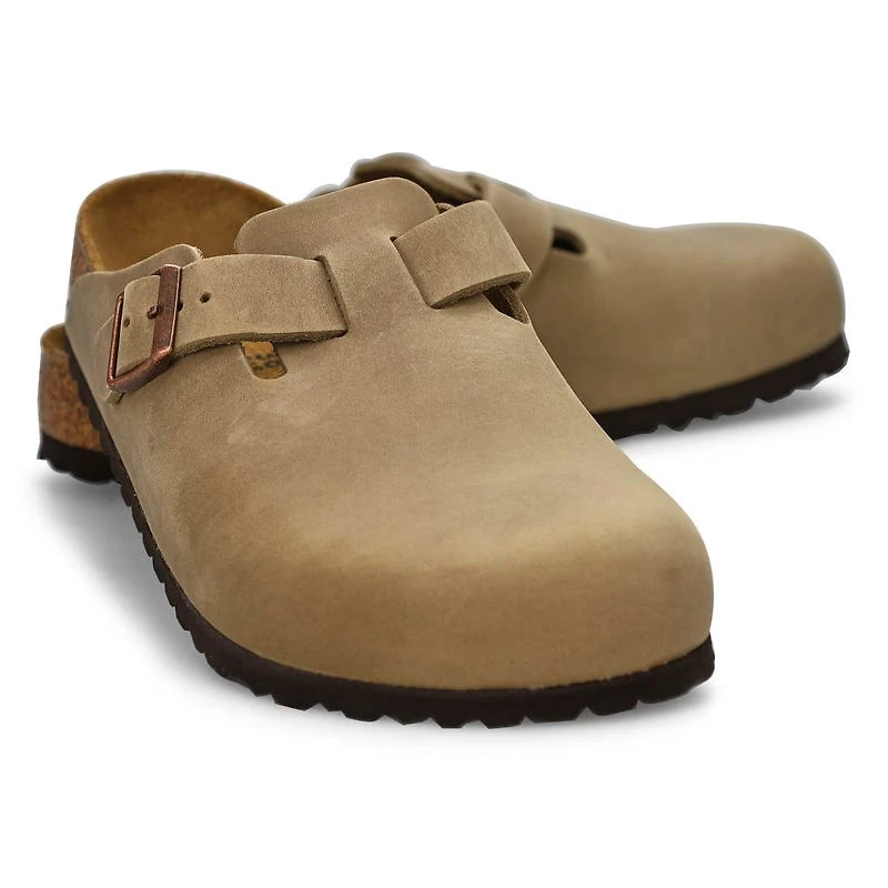Women's  Boston Oiled Leather Casual Clog - Tobacc