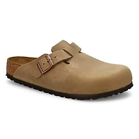 Women's  Boston Oiled Leather Casual Clog - Tobacc