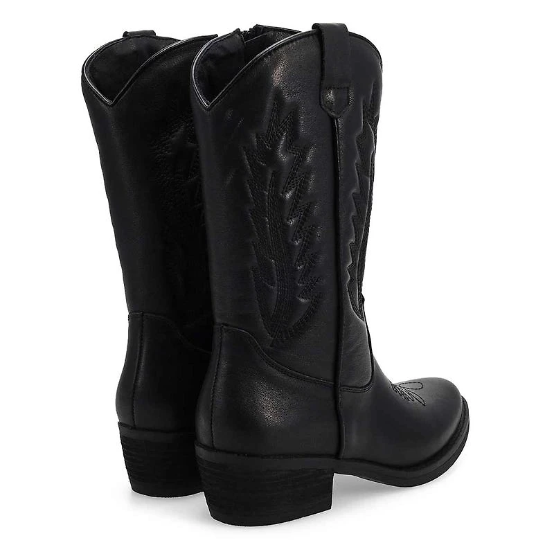 Women's Addison Tall Leather Western Boot - Black