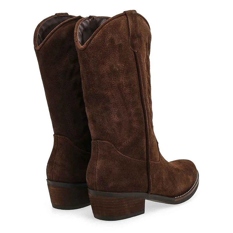 Botte western haute en cuir ADDISON, noir, femmes