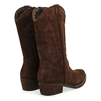 Botte western haute en cuir ADDISON, noir, femmes