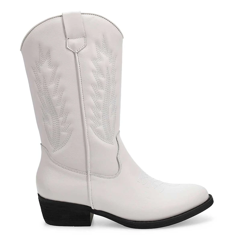 Botte western haute en cuir ADDISON, blanc, femmes