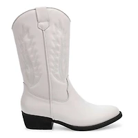 Botte western haute en cuir ADDISON, blanc, femmes