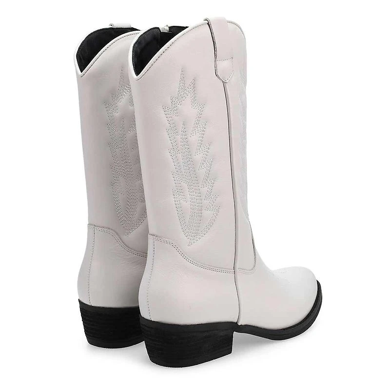 Botte western haute en cuir ADDISON, blanc, femmes