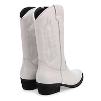 Botte western haute en cuir ADDISON, blanc, femmes