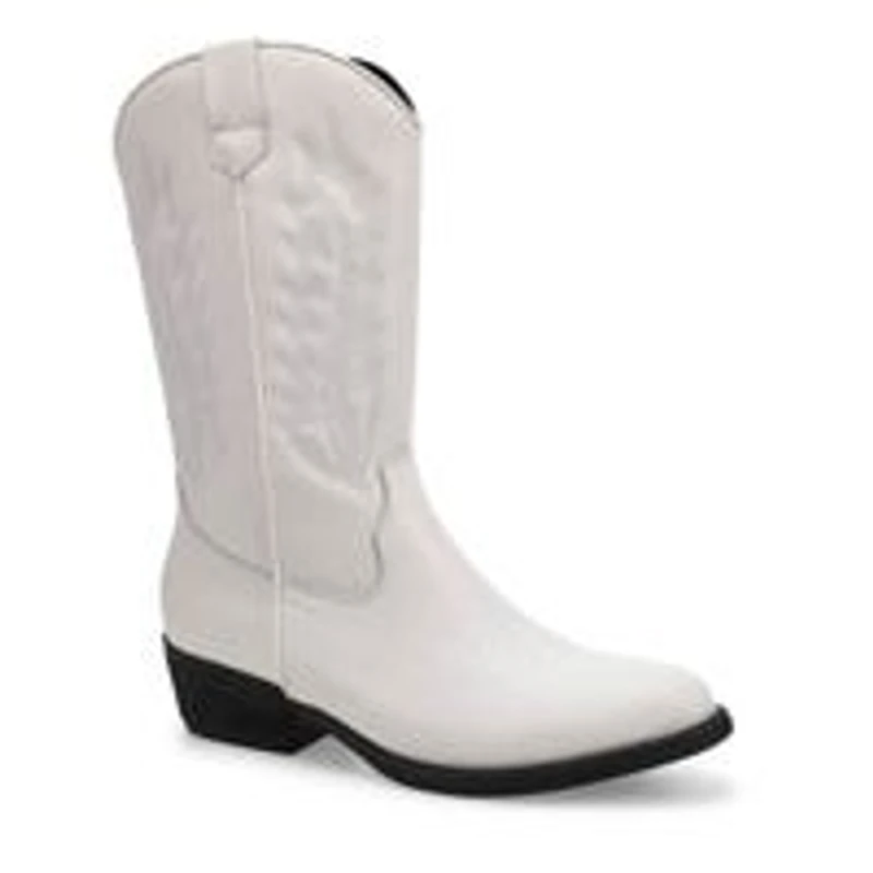 Botte western haute en cuir ADDISON, blanc, femmes