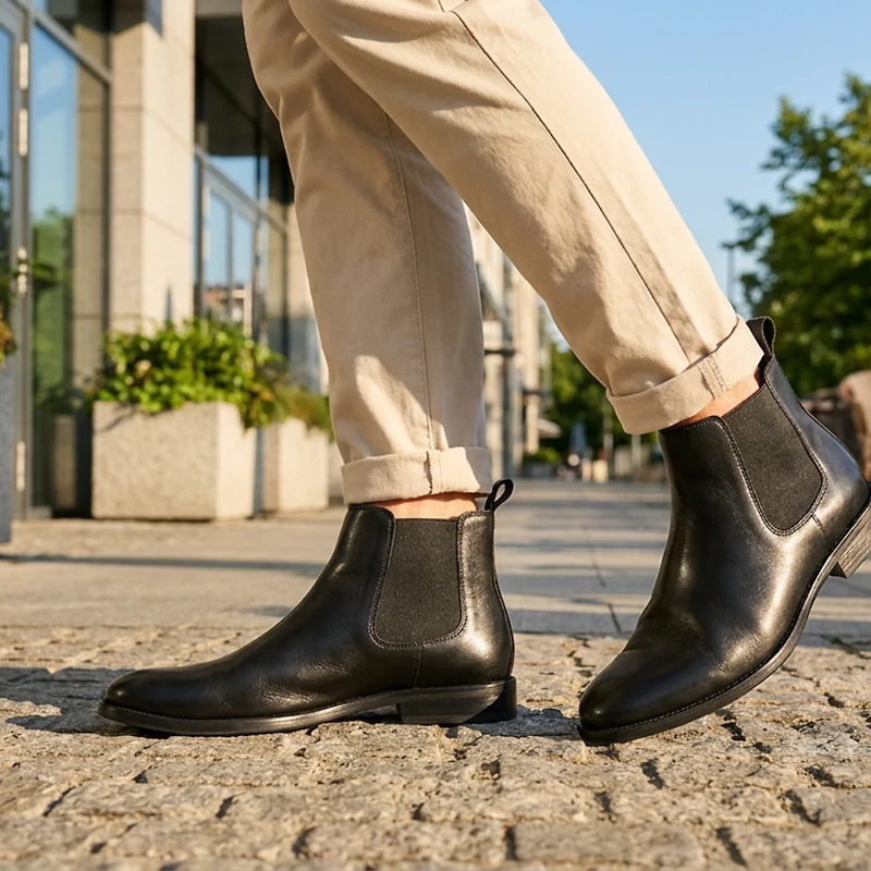 Men's  Aldair Leather Chelsea Boot - Black