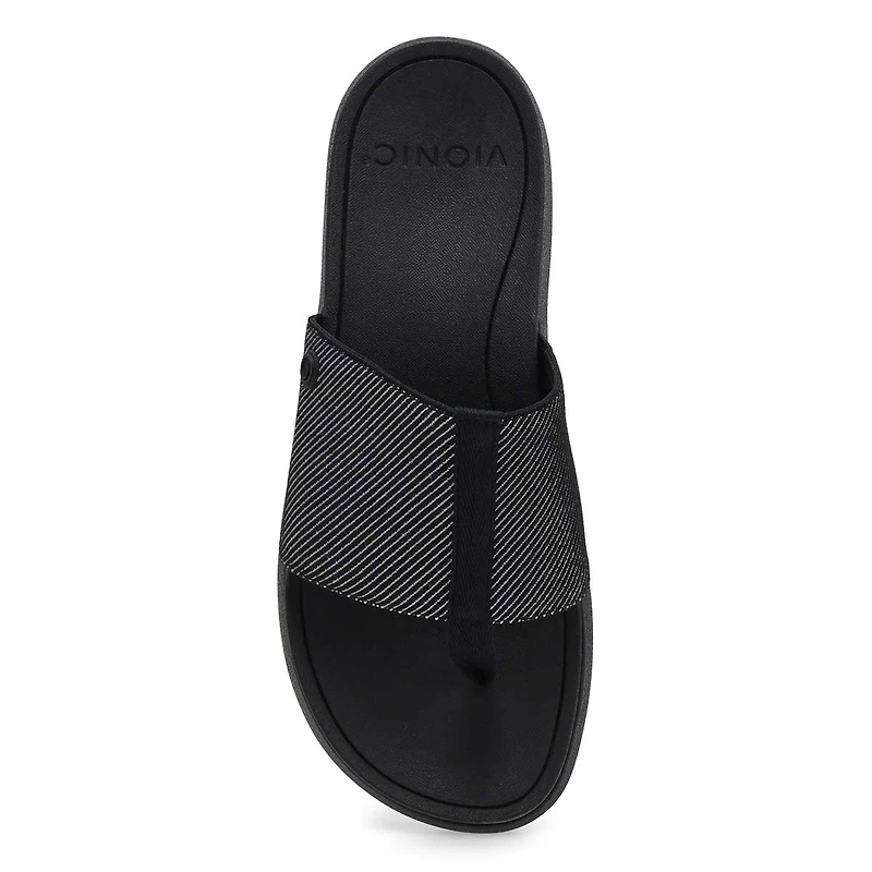 Women's Aqua Casual Thong Sandal - Black
