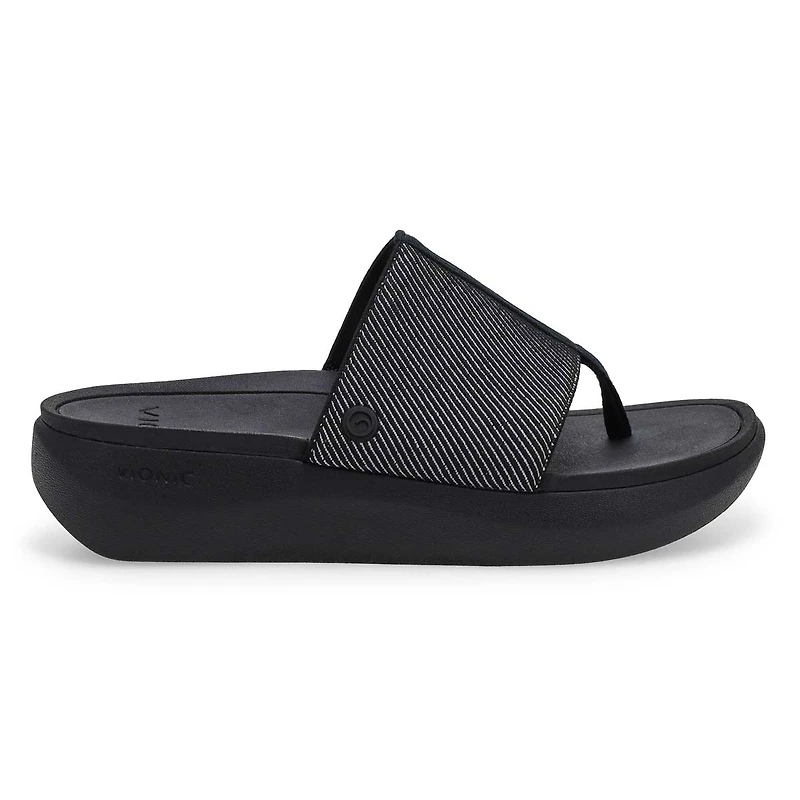 Women's Aqua Casual Thong Sandal - Black