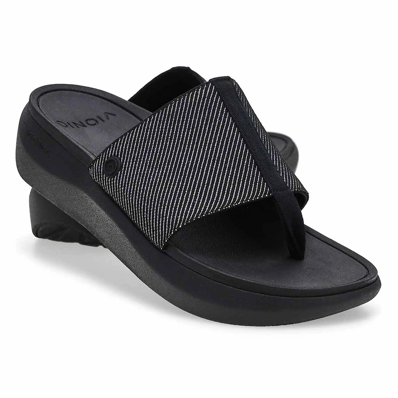 Women's Aqua Casual Thong Sandal - Black