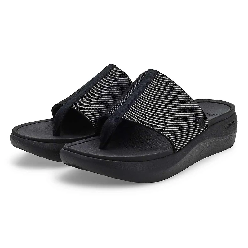 Women's Aqua Casual Thong Sandal - Black