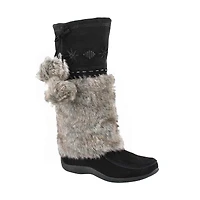 Girls' CANDY2 JR black faux rabbit SoftMocs