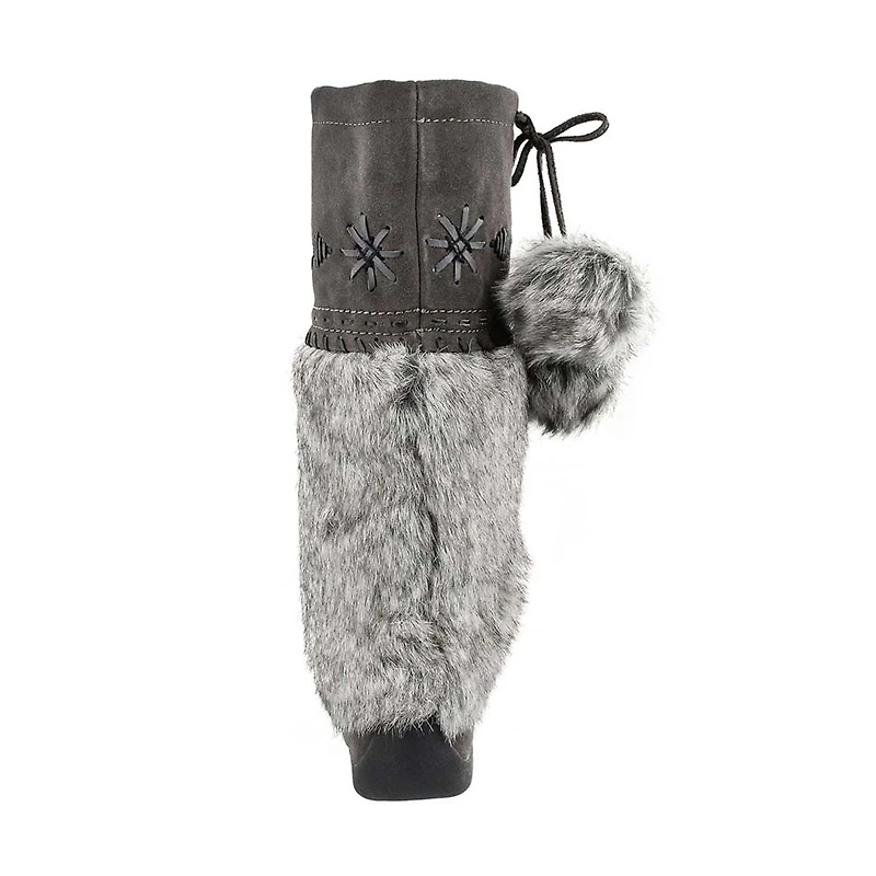 Girls' CANDY2 JR grey faux rabbit SoftMocs