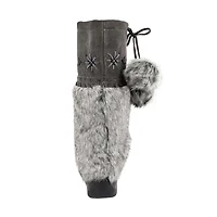 Girls' CANDY2 JR grey faux rabbit SoftMocs