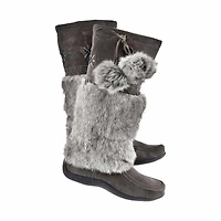 Girls' CANDY2 JR grey faux rabbit SoftMocs