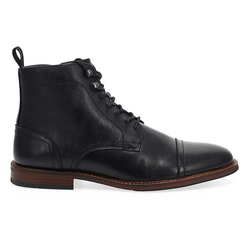 Men's  Captain Leather Lace Up Casual Boot - Black