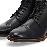 Men's  Captain Leather Lace Up Casual Boot - Black