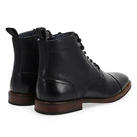 Men's  Captain Leather Lace Up Casual Boot - Black